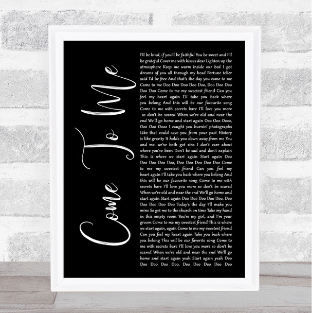 Goo Goo Dolls Come To Me Black Script Song Lyric Print