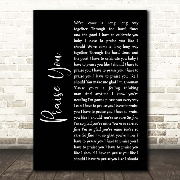 Hannah Grace Praise You Black Script Song Lyric Print