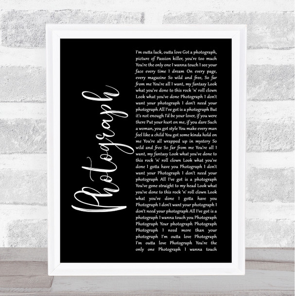 Def Leppard Photograph Black Script Song Lyric Print