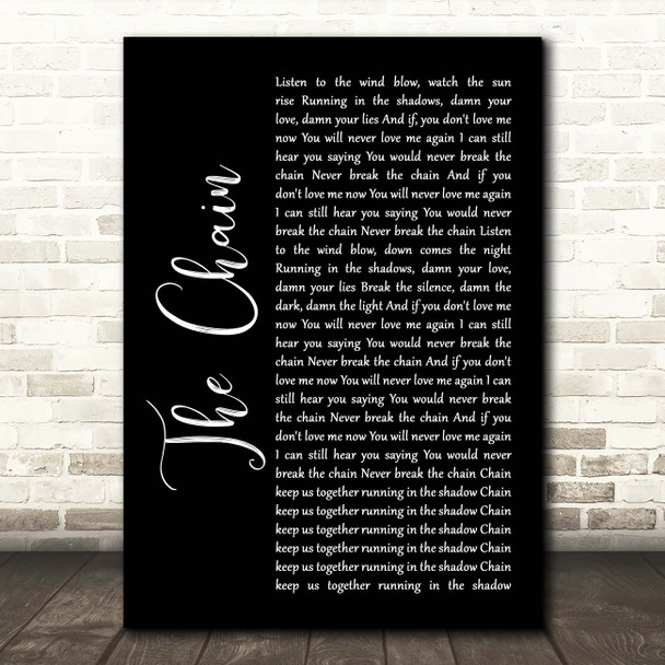 Fleetwood Mac The Chain Black Script Song Lyric Print