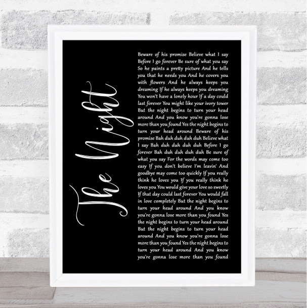 Frankie Valli & The Four Seasons The Night Black Script Song Lyric Print