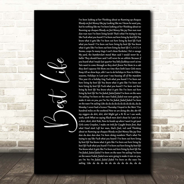 Hardy Caprio Best Life Black Script Song Lyric Print