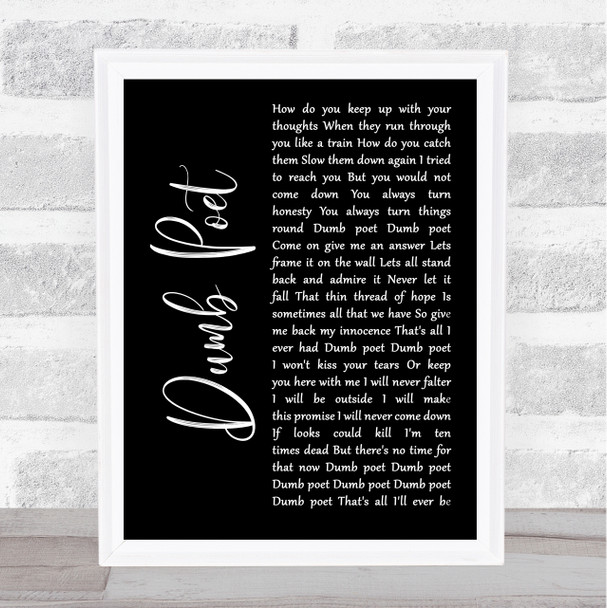 Immaculate Fools Dumb Poet Black Script Song Lyric Print