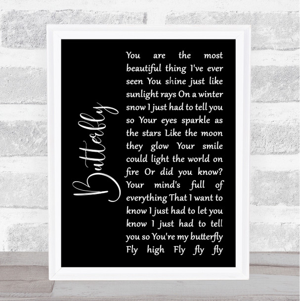 Lenny Kravitz Butterfly Black Script Song Lyric Print