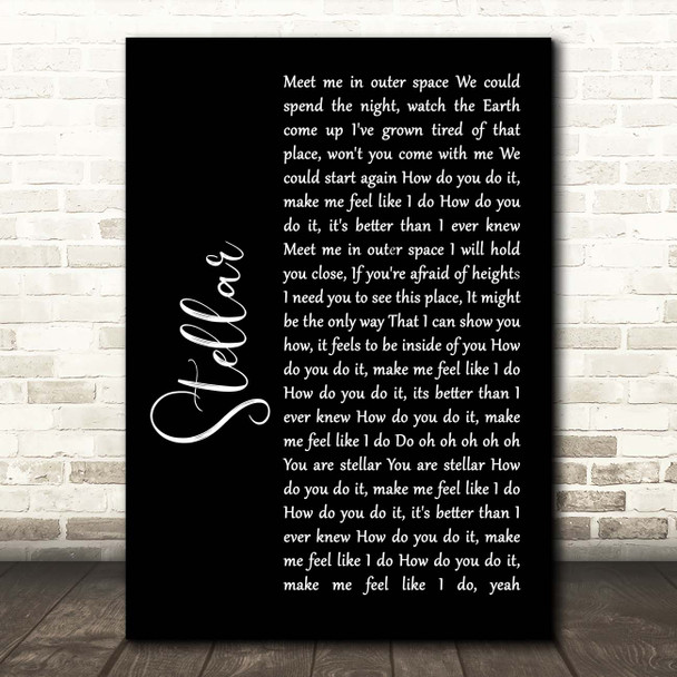 Incubus Stellar Black Script Song Lyric Print