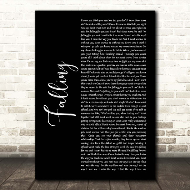 Krept & Konan Falling Black Script Song Lyric Print