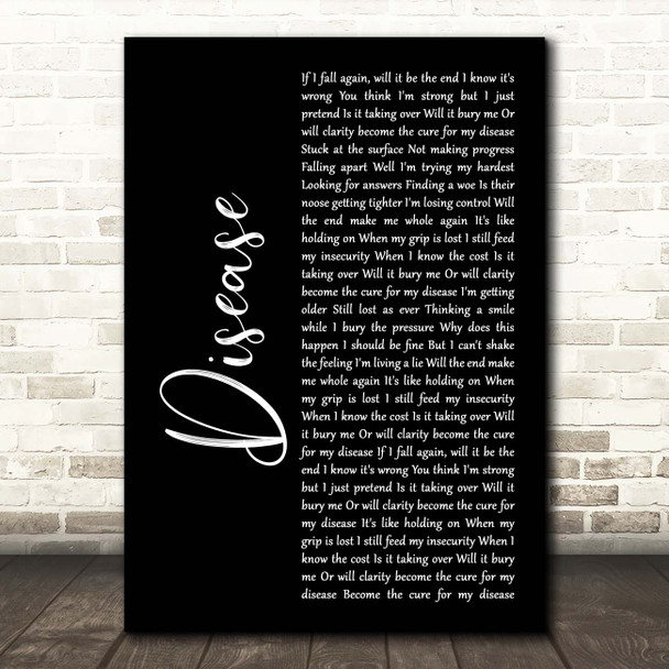 Beartooth Disease Black Script Song Lyric Print