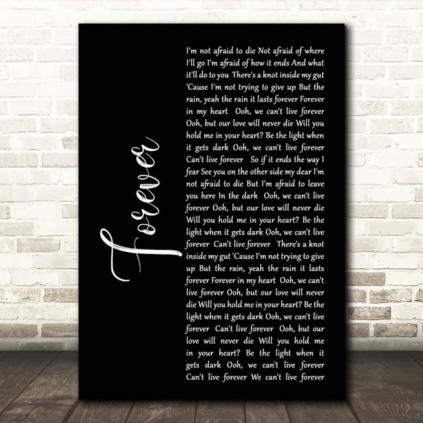 The Amity Affliction Forever Black Script Song Lyric Print