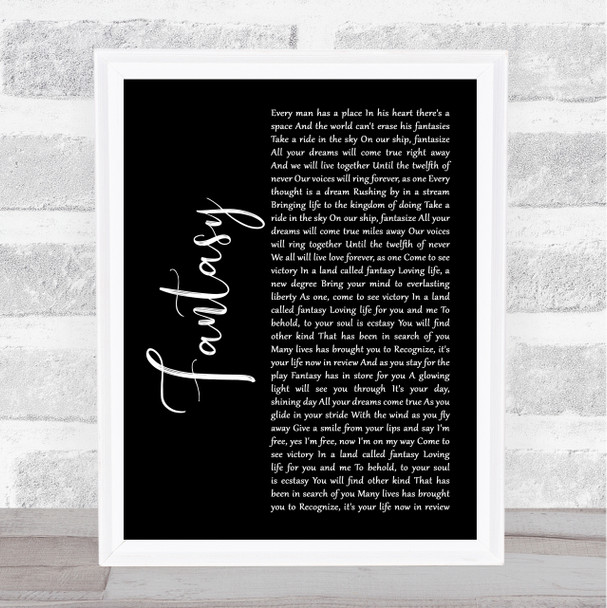 Earth, Wind And Fire Fantasy Black Script Song Lyric Print