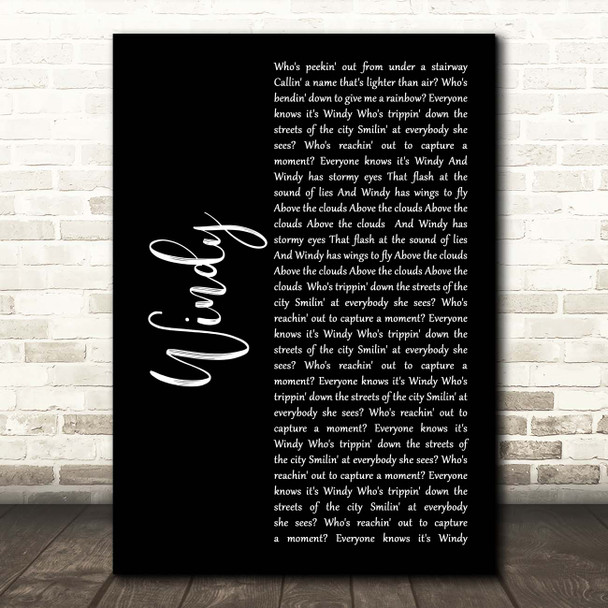 The Association Windy Black Script Song Lyric Print