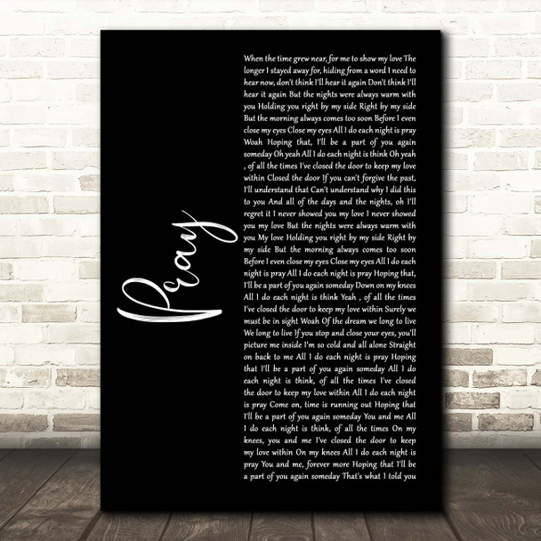 Take That Pray Black Script Song Lyric Print