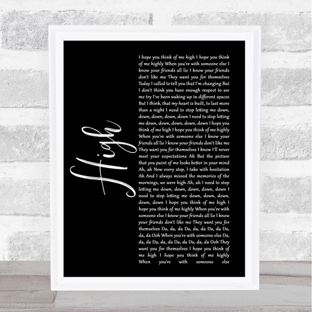 5 Seconds Of Summer High Black Script Song Lyric Print