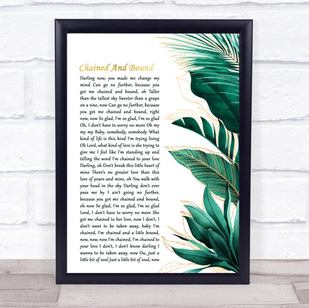 Otis Redding Chained And Bound Gold Green Botanical Leaves Side Script Song Lyric Print