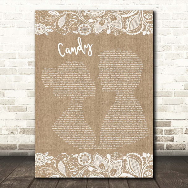 Paolo Nutini Candy Burlap & Lace Song Lyric Print