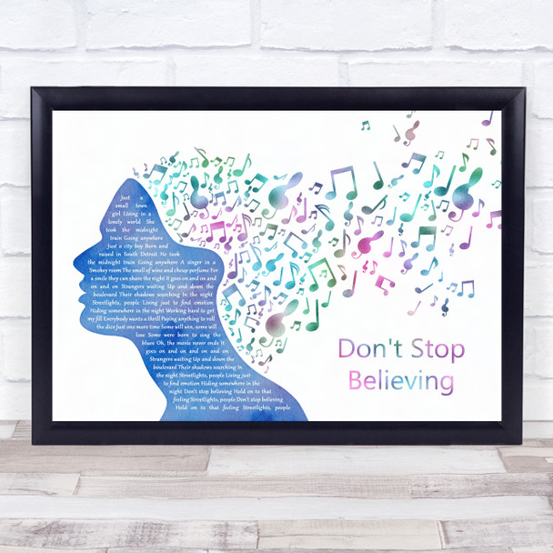 Journey Don't Stop Believing Colourful Music Note Hair Song Lyric Print
