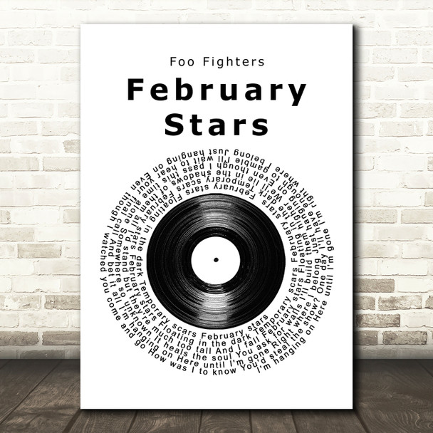 Foo Fighters February Stars Vinyl Record Song Lyric Quote Print