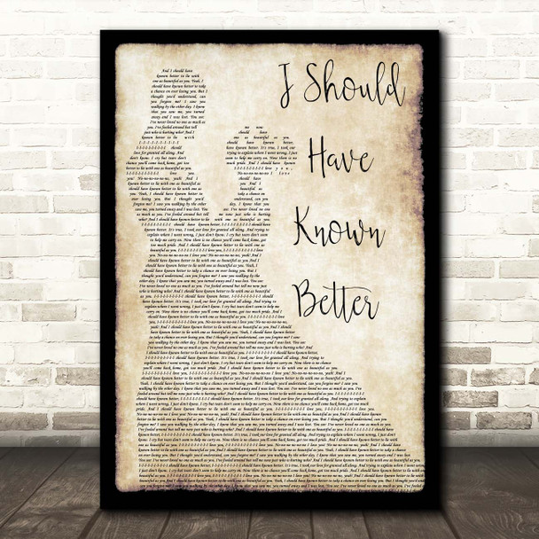 Jim Diamond I Should Have Known Better Man Lady Dancing Song Lyric Print