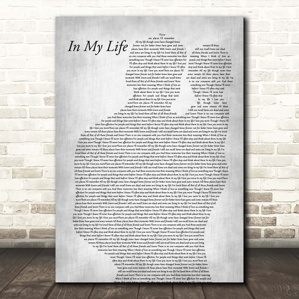 The Beatles In My Life Father & Baby Grey Song Lyric Print