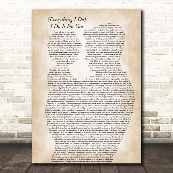 Bryan Adams (Everything I Do) I Do It For You Father & Child Song Lyric Print