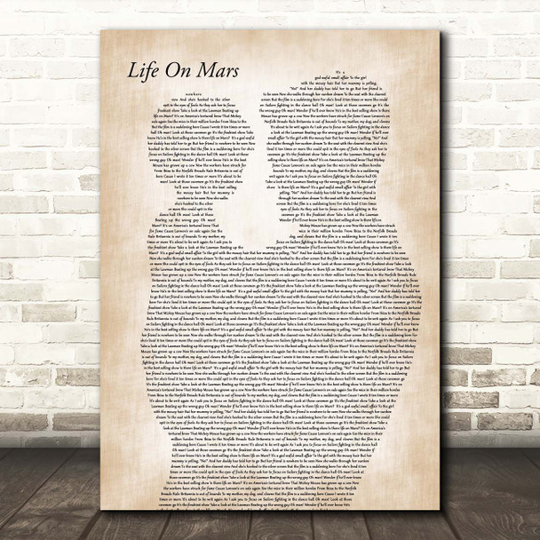 David Bowie Life On Mars Father & Child Song Lyric Print