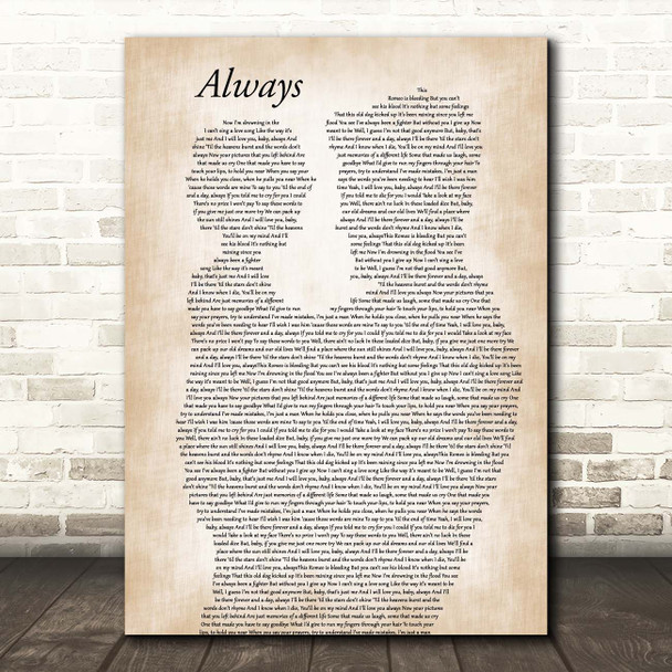 Bon Jovi Always Father & Child Song Lyric Print