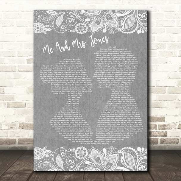 Billy Paul Me And Mrs. Jones Grey Burlap & Lace Song Lyric Print