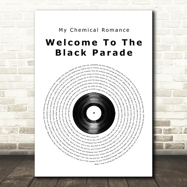 My Chemical Romance Welcome To The Black Parade Vinyl Record Song Lyric Print