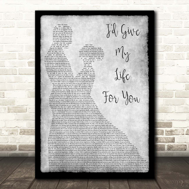 Marvin Gaye I'd Give My Life For You Grey Man Lady Dancing Song Lyric Print