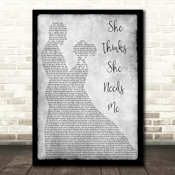 Andy Griggs She Thinks She Needs Me Grey Man Lady Dancing Song Lyric Print