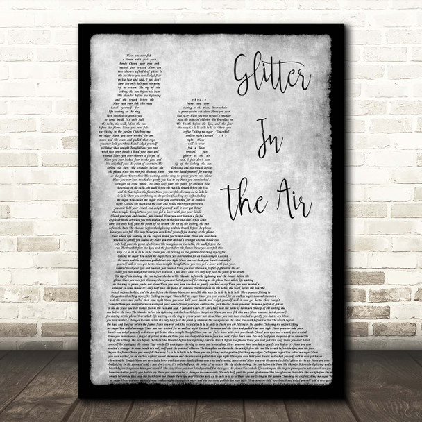 Pink Glitter In The Air Grey Man Lady Dancing Song Lyric Print