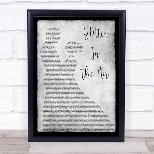 Pink Glitter In The Air Grey Man Lady Dancing Song Lyric Print