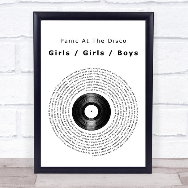 Panic At The Disco Girls Girls Boys Vinyl Record Song Lyric Quote Print