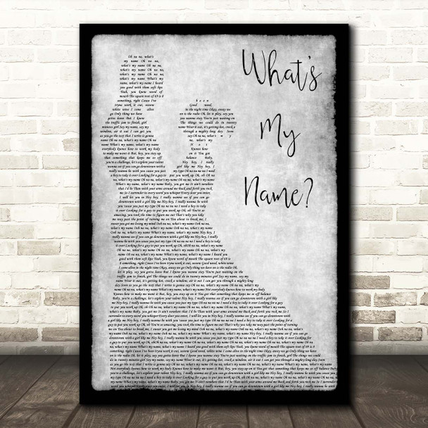 Rihanna feat. Drake What's My Name Grey Man Lady Dancing Song Lyric Print