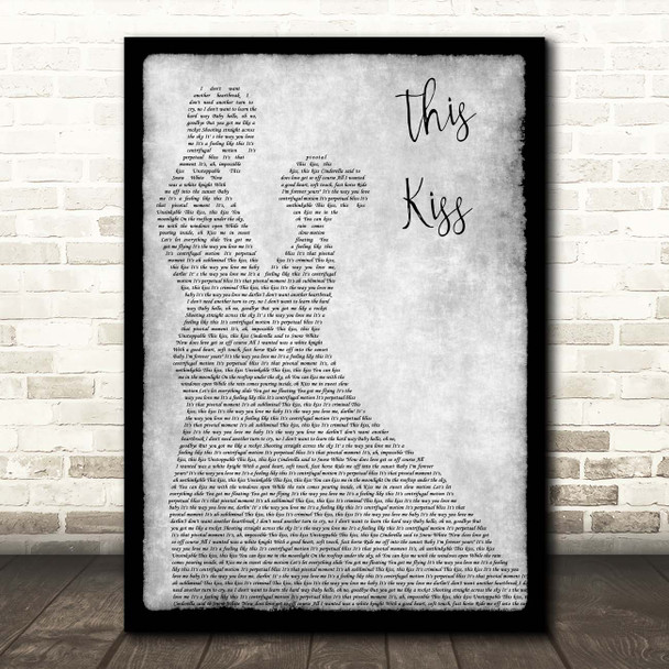 Faith Hill This Kiss Grey Man Lady Dancing Song Lyric Print