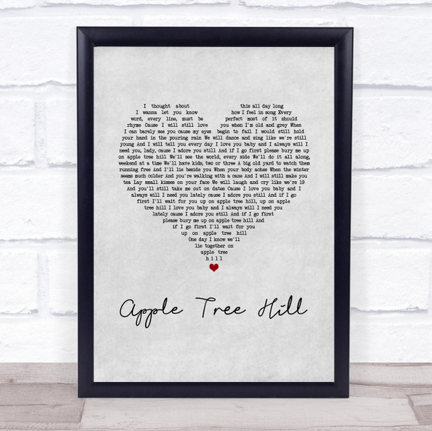 Keywest Apple Tree Hill Grey Heart Song Lyric Print