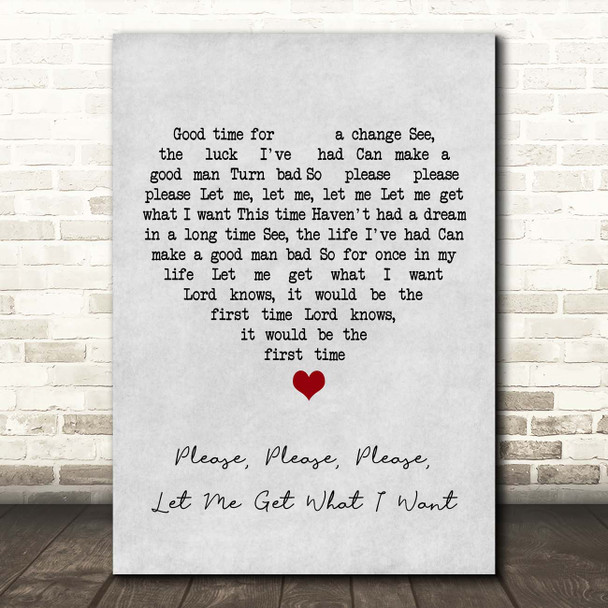 The Smiths Please, Please, Please, Let Me Get What I Want Grey Heart Song Lyric Print