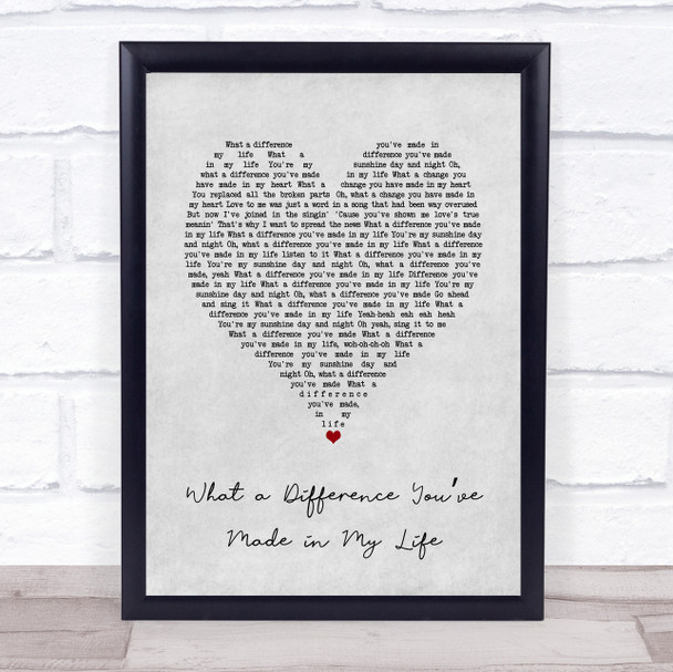 Ronnie Milsap What a Difference Youve Made in My Life Grey Heart Song Lyric Print