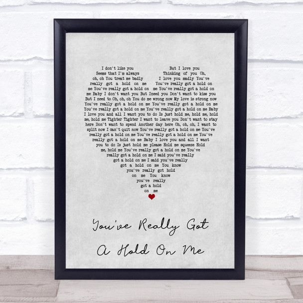 The Miracles You've Really Got A Hold On Me Grey Heart Song Lyric Print
