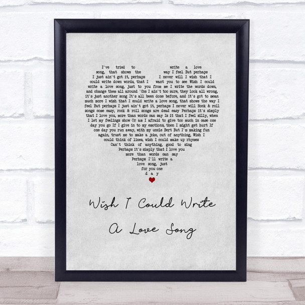 Chas & Dave Wish I Could Write A Love Song Grey Heart Song Lyric Print
