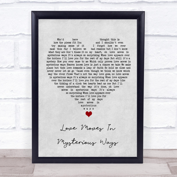 Julia Fordham Love Moves In Mysterious Ways Grey Heart Song Lyric Print