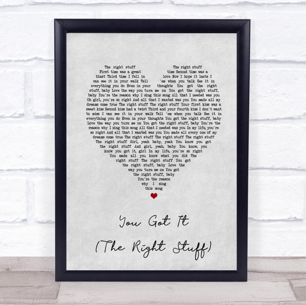 New Kids On The Block You Got It (The Right Stuff) Grey Heart Song Lyric Print