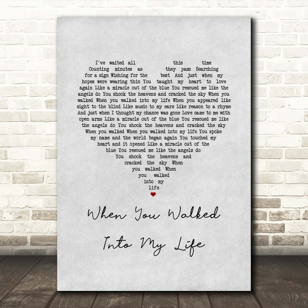 Lila McCann When You Walked Into My Life Grey Heart Song Lyric Print