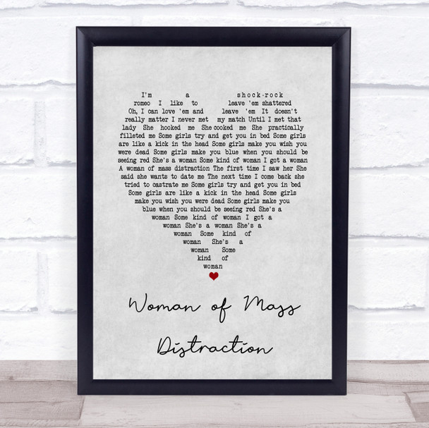 Alice Cooper Woman of Mass Distraction Grey Heart Song Lyric Print