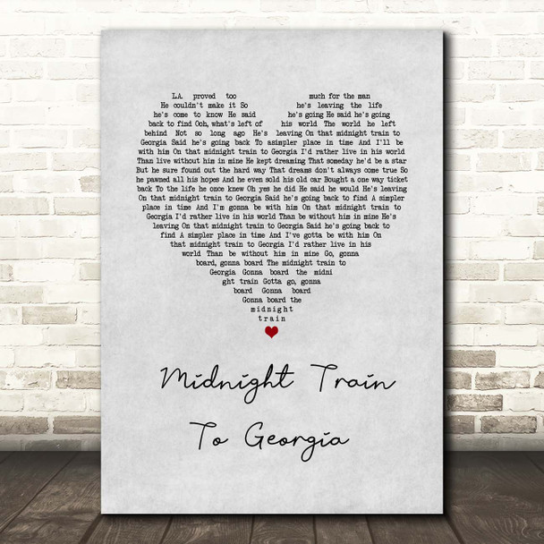 Gladys Knight And The Pips Midnight Train To Georgia Grey Heart Song Lyric Print