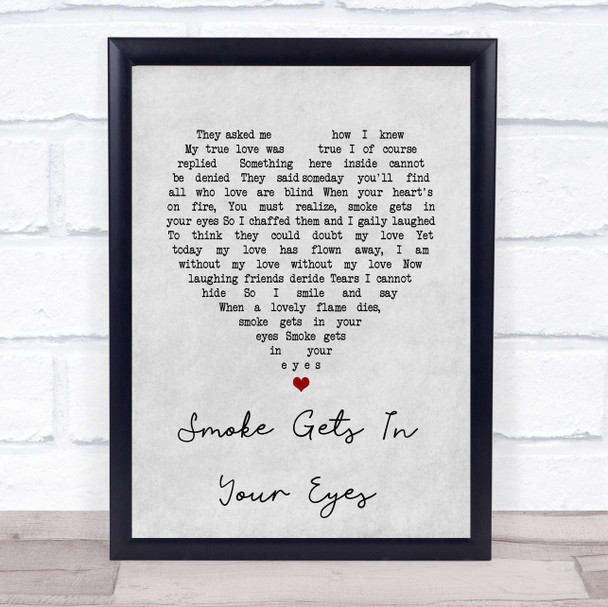 Platters Smoke Gets In Your Eyes Grey Heart Song Lyric Print