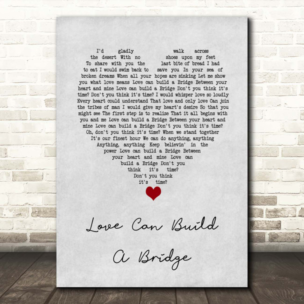 Westlife Love Can Build A Bridge Grey Heart Song Lyric Print