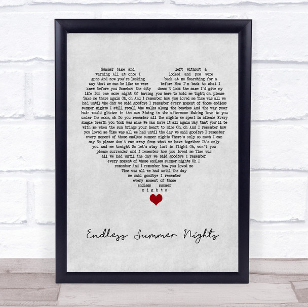 Richard Marx Endless Summer Nights Grey Heart Song Lyric Print