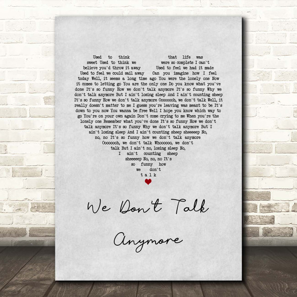 Cliff Richard We Don't Talk Anymore Grey Heart Song Lyric Print