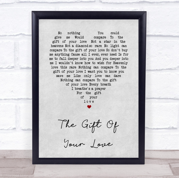 LeAnn Rimes The Gift Of Your Love Grey Heart Song Lyric Print