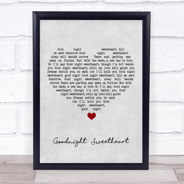 Al Bowlly Goodnight Sweetheart Grey Heart Song Lyric Print